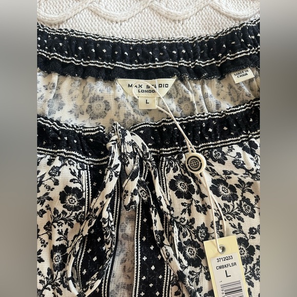 New!Max Studio Floral Black and White Women's Short Sleeve Blouse Various Sizes - Picture 11 of 16